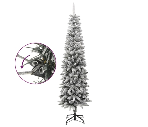 Árbol de Navidad artificial estrecho con nieve PVC y PE 240 cm