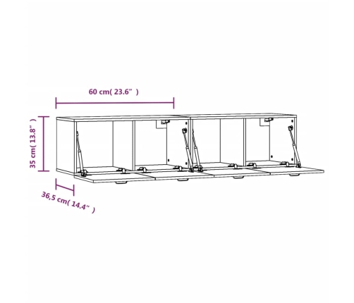 Armarios pared 2 uds madera contrachapada blanco 60x36,5x35 cm