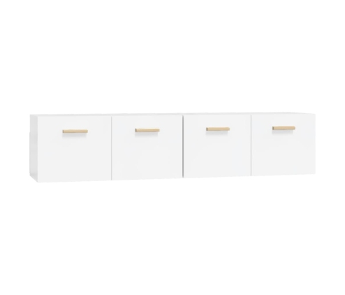 Armarios pared 2 uds contrachapada blanco brillo 80x35x36,5 cm