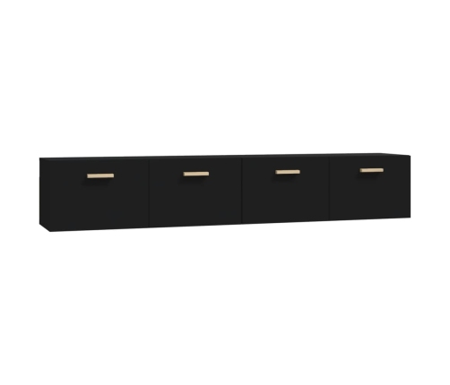 Armarios de pared 2 uds contrachapada negro 100x36,5x35 cm