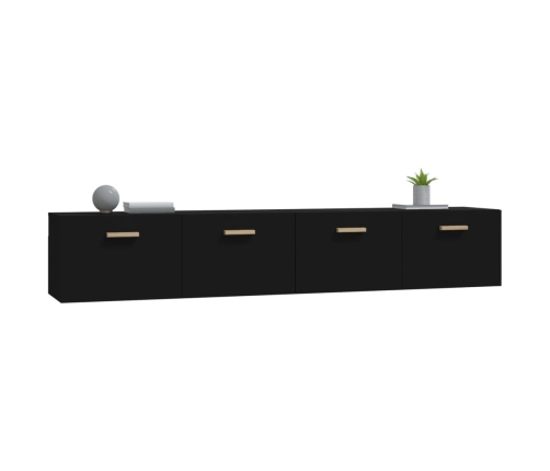 Armarios de pared 2 uds contrachapada negro 100x36,5x35 cm