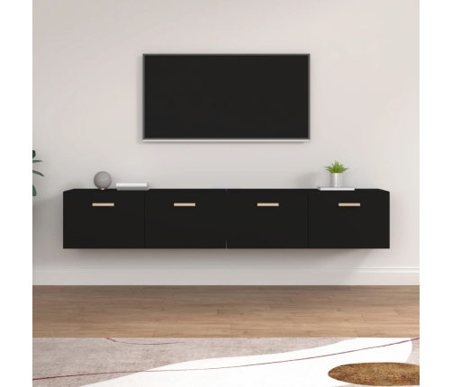 Armarios de pared 2 uds contrachapada negro 100x36,5x35 cm