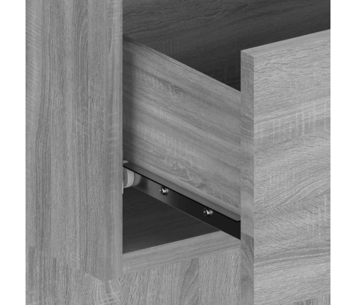 Cabecero de cama con mesitas madera contrachapada gris Sonoma