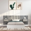 Cabecero de cama con mesitas madera contrachapada gris Sonoma