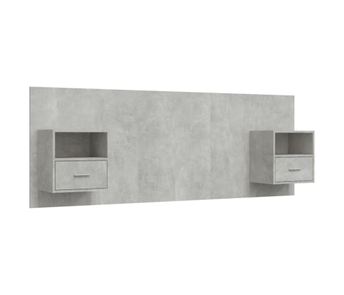 Cabecero de cama con mesitas madera contrachapada gris hormigón