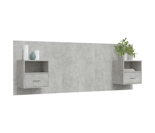 Cabecero de cama con mesitas madera contrachapada gris hormigón