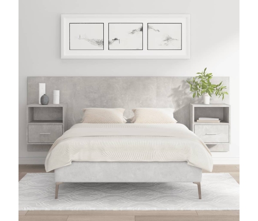 Cabecero de cama con mesitas madera contrachapada gris hormigón