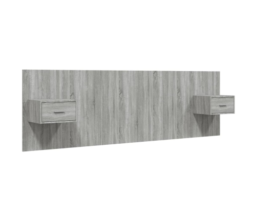 Cabecero de cama y mesitas madera contrachapada gris Sonoma