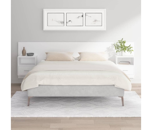 Cabecero de cama con mesitas madera contrachapada blanco