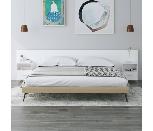 Cabecero de cama con mesitas madera contrachapada blanco