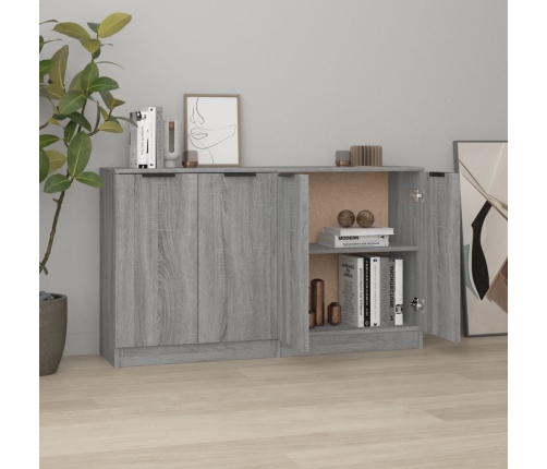 Aparadores 2 uds madera contrachapada gris Sonoma 60x30x70 cm