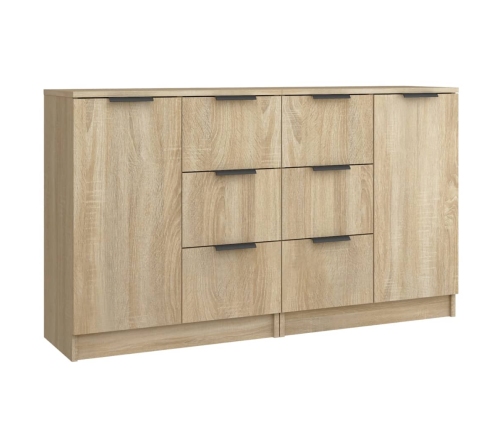 Aparadores 2 uds madera contrachapada roble Sonoma 60x30x70 cm