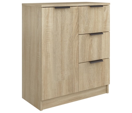 Aparadores 2 uds madera contrachapada roble Sonoma 60x30x70 cm