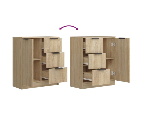 Aparadores 2 uds madera contrachapada roble Sonoma 60x30x70 cm