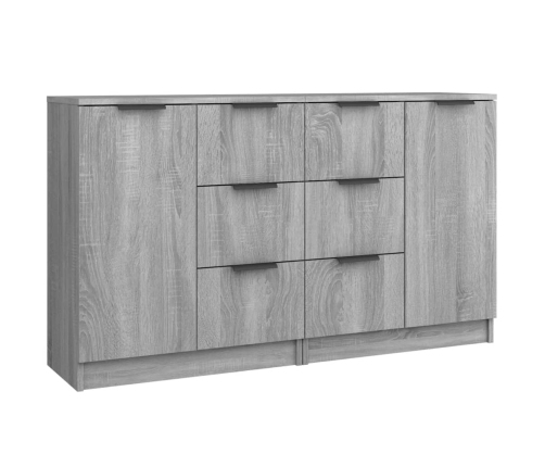 Aparadores 2 uds madera contrachapada gris Sonoma 60x30x70 cm