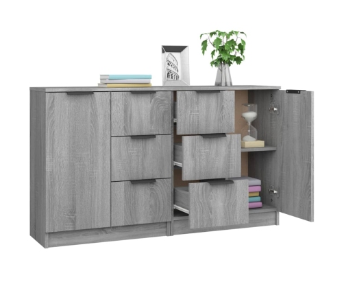 Aparadores 2 uds madera contrachapada gris Sonoma 60x30x70 cm