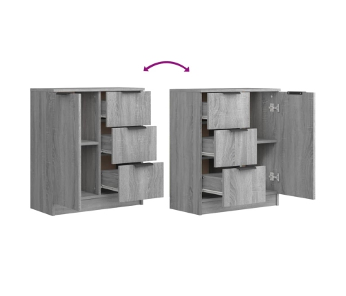 Aparadores 2 uds madera contrachapada gris Sonoma 60x30x70 cm