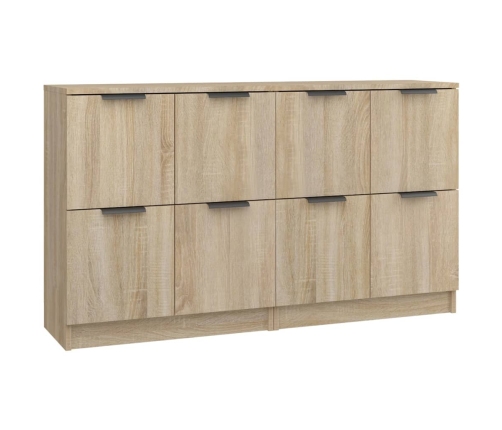 Aparadores 2 uds madera contrachapada roble Sonoma 60x30x70 cm