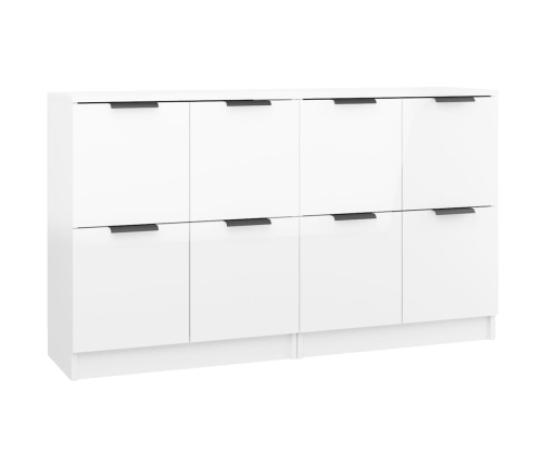 Aparadores 2 uds madera contrachapada blanco brillo 60x30x70 cm