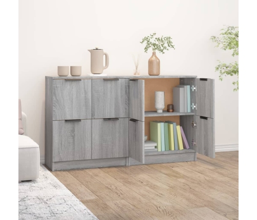 Aparadores 2 uds madera contrachapada gris Sonoma 60x30x70 cm