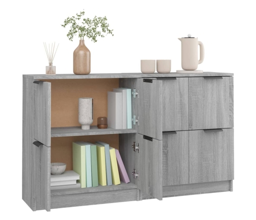 Aparadores 2 uds madera contrachapada gris Sonoma 60x30x70 cm