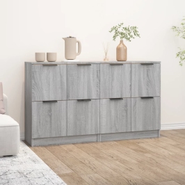 Aparadores 2 uds madera contrachapada gris Sonoma 60x30x70 cm