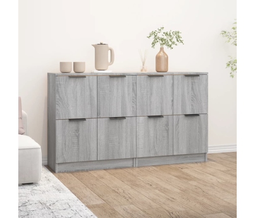 Aparadores 2 uds madera contrachapada gris Sonoma 60x30x70 cm