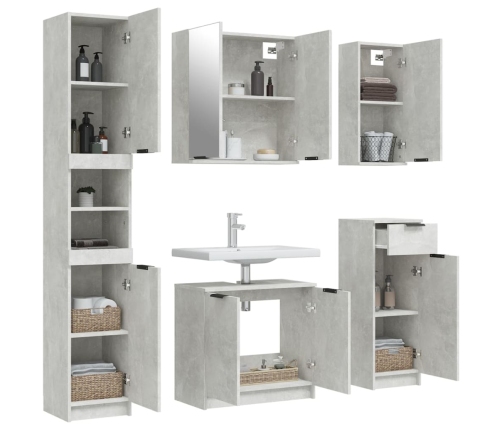 Set muebles de baño 2 piezas madera contrachapada gris hormigón