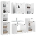 Set muebles de baño 5 piezas madera contrachapada blanco brillo