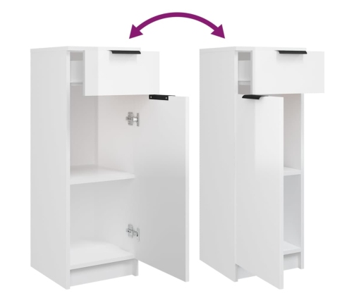 Set muebles de baño 5 piezas madera contrachapada blanco brillo