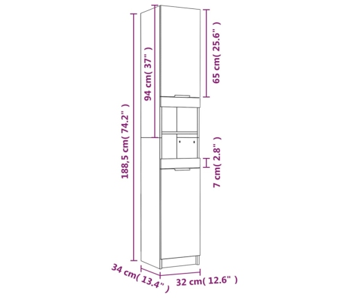 Set muebles de baño 5 piezas madera contrachapada blanco brillo