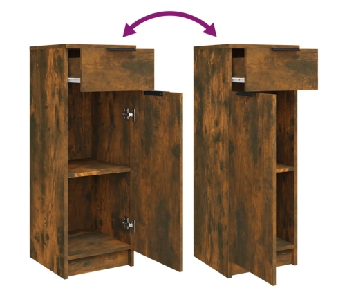 Set muebles de baño 5 piezas madera contrachapada roble ahumado