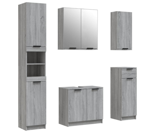 Set de muebles de baño 5 pzas madera contrachapada gris sonoma