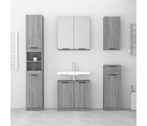 Set de muebles de baño 5 pzas madera contrachapada gris sonoma