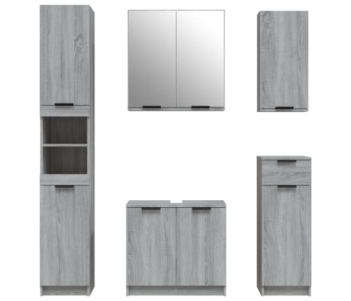 Set de muebles de baño 5 pzas madera contrachapada gris sonoma