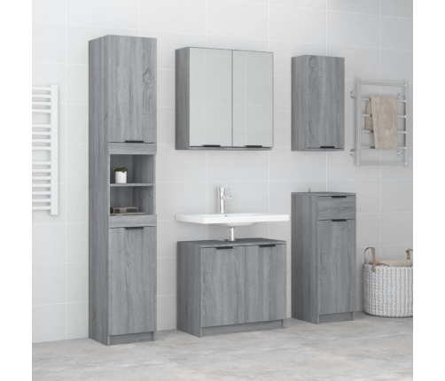 Set de muebles de baño 5 pzas madera contrachapada gris sonoma