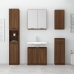 Set de muebles de baño 5 pzas madera contrachapada marrón roble