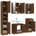 Set de muebles de baño 5 pzas madera contrachapada marrón roble