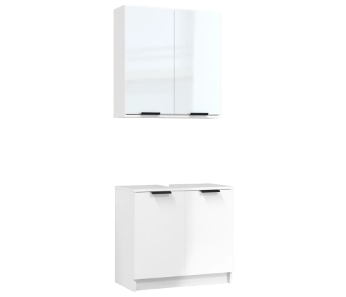 Set muebles de baño 2 piezas madera contrachapada blanco brillo