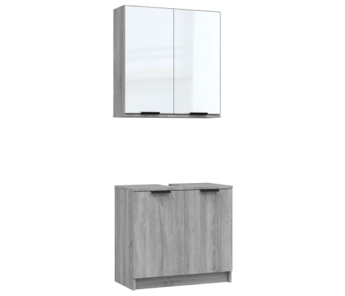 Set de muebles de baño 2 pzas madera de ingeniería gris sonoma