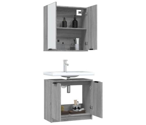 Set de muebles de baño 2 pzas madera de ingeniería gris sonoma