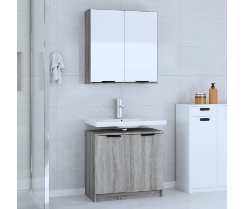 Set de muebles de baño 2 pzas madera de ingeniería gris sonoma