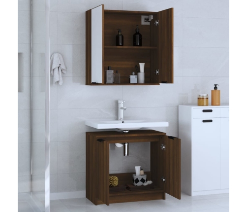 Set de muebles de baño 2 pzas madera de ingeniería marrón roble