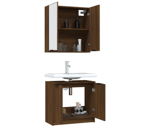 Set de muebles de baño 2 pzas madera de ingeniería marrón roble