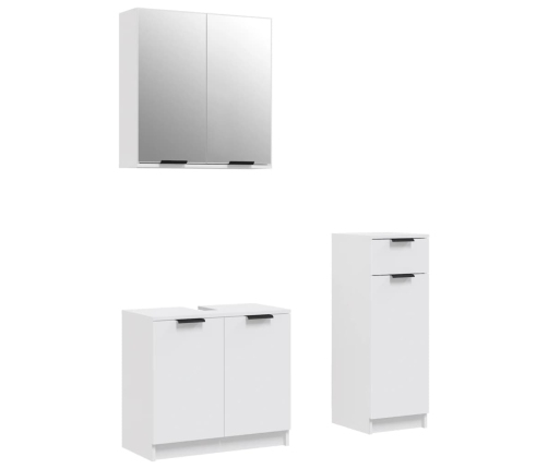 Set de muebles de baño 3 piezas madera contrachapada blanco