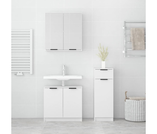 Set de muebles de baño 3 piezas madera contrachapada blanco