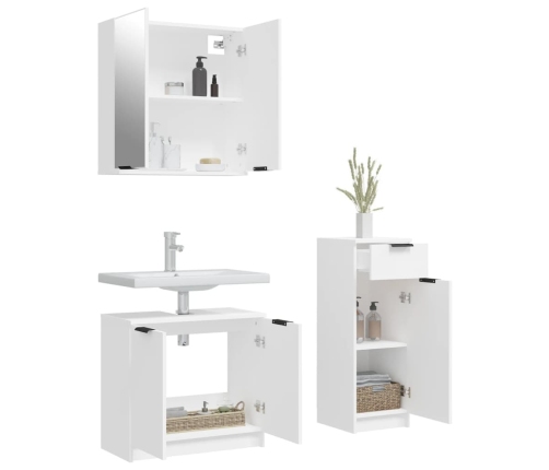 Set de muebles de baño 3 piezas madera contrachapada blanco