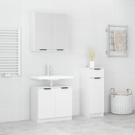 Set de muebles de baño 3 piezas madera contrachapada blanco