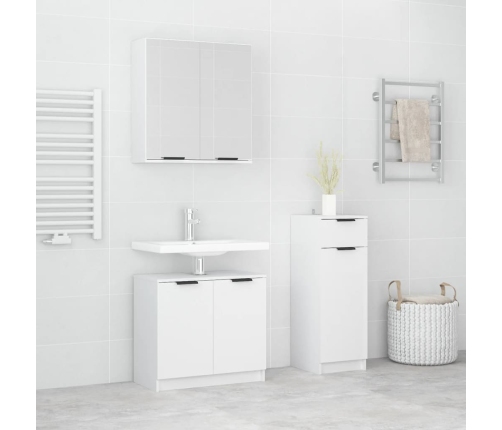 Set de muebles de baño 3 piezas madera contrachapada blanco