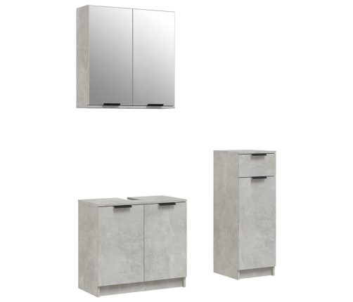 Set de muebles baño 3 pzas madera contrachapada gris hormigón